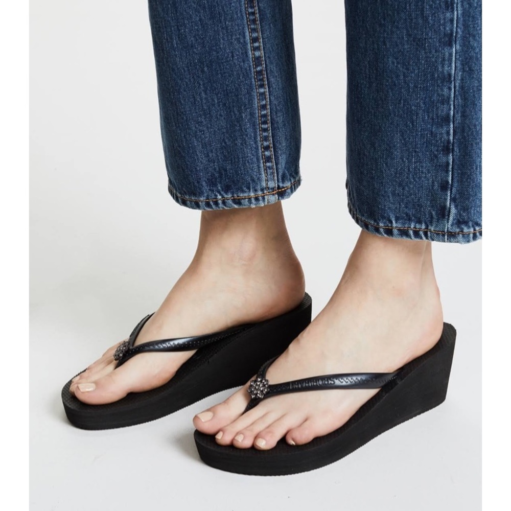 Havaianas SWAROVSKI crystal wedge flip flops